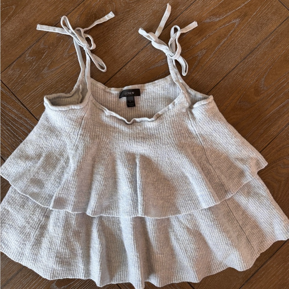 J. Crew baby blue knit ruffle crop top